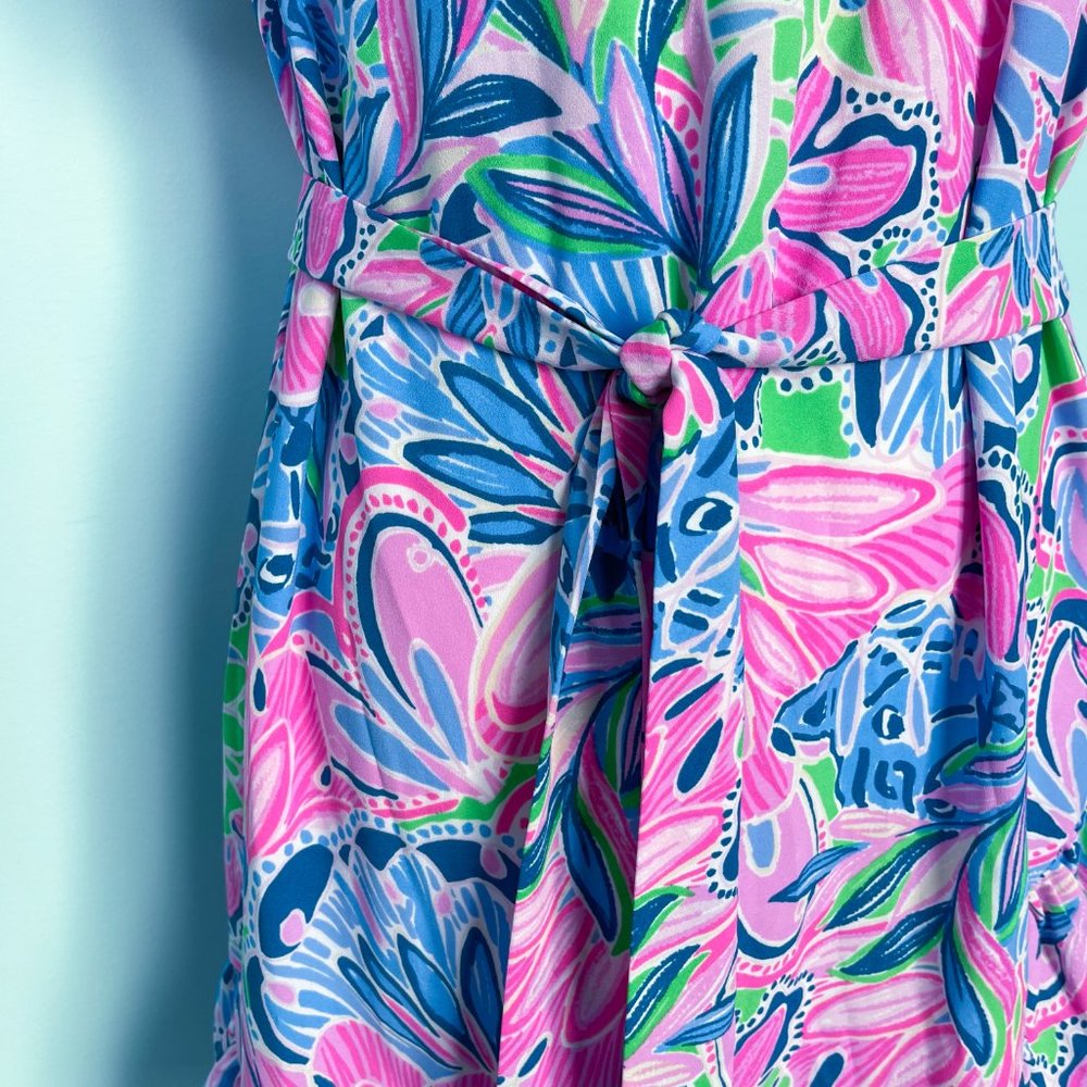 Lilly Pulitzer Dress Maddlyn Off Shoulder Sunrise Medium - Picture 5 of 7